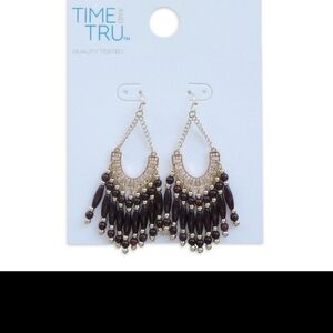 Time and Tru Women's Rustic Plum Bead Chandelier Earrings